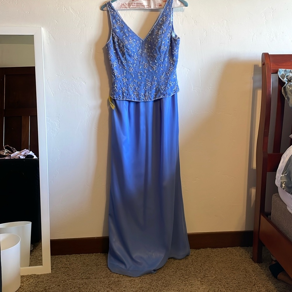 Periwinkle gown with beaded bodice
